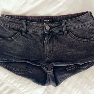 RVCA Black Jean Shorts Vintage Style Low-Rise